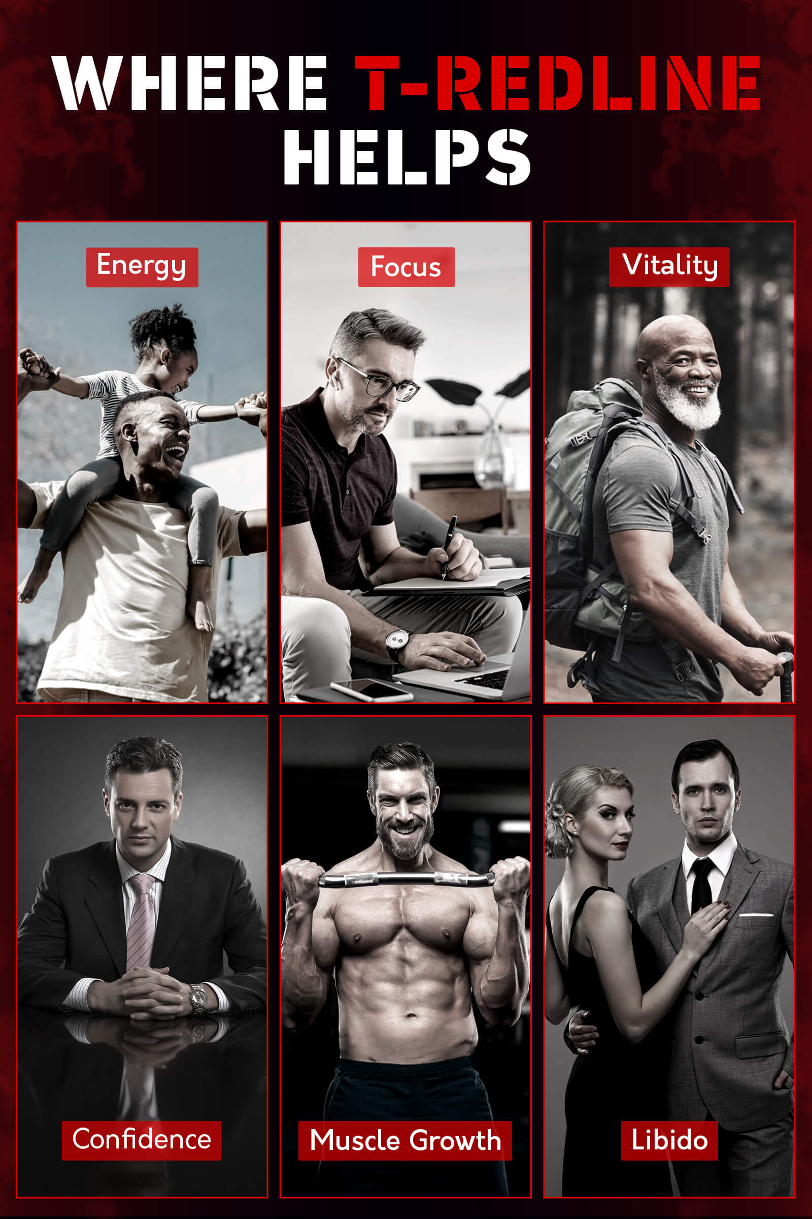 T-REDLINE™ - Natural Testosterone Booster - 120 Capsules, 30-Day Supply