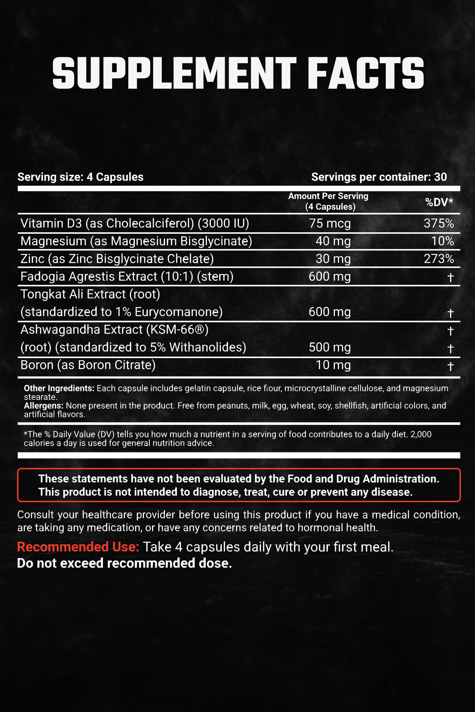 T-Redline™ - Natural Testosterone Support - 120 Capsules, 30-Day Supply