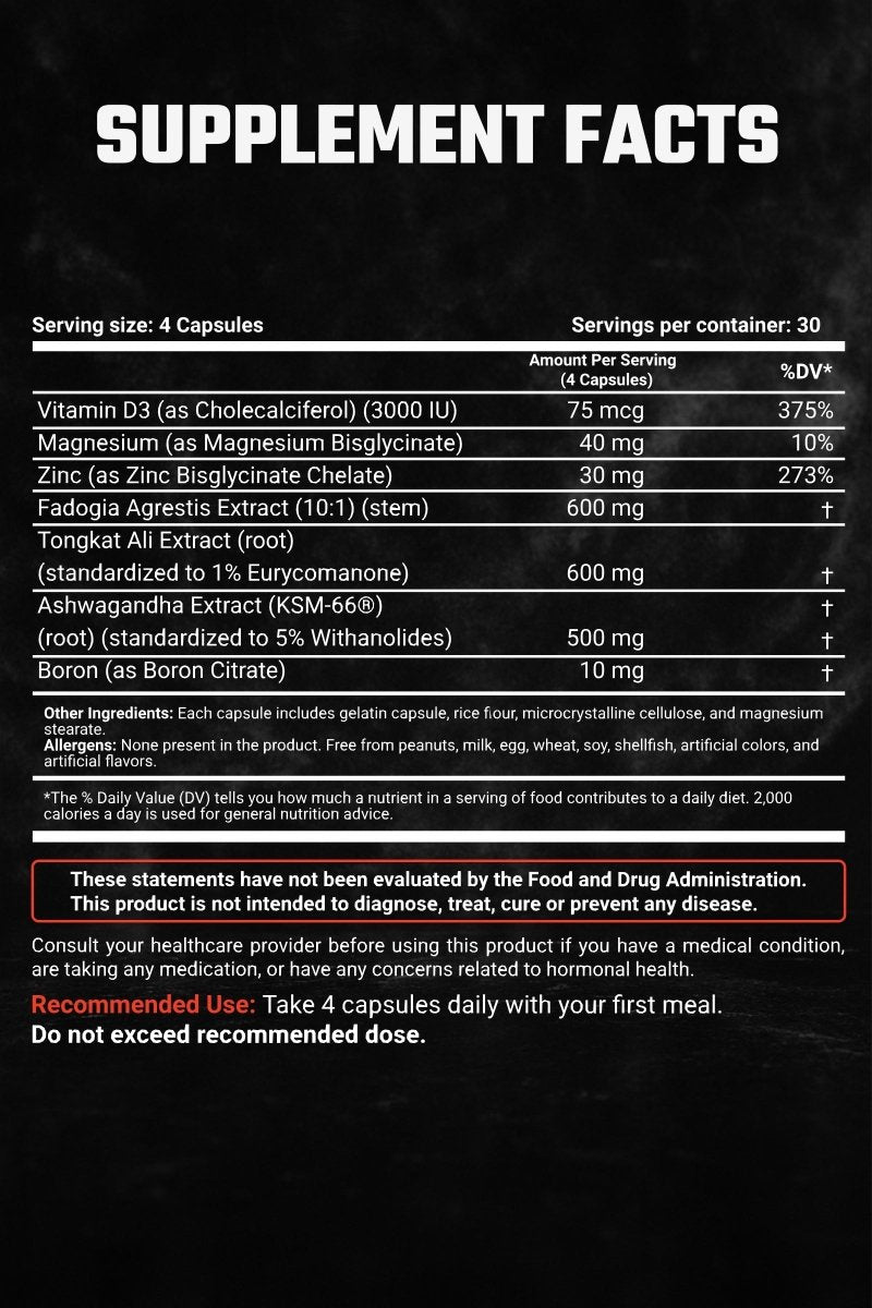 T - REDLINE™ - Natural Testosterone Booster (120 capsules, 30 - day supply) - MANFUELED
